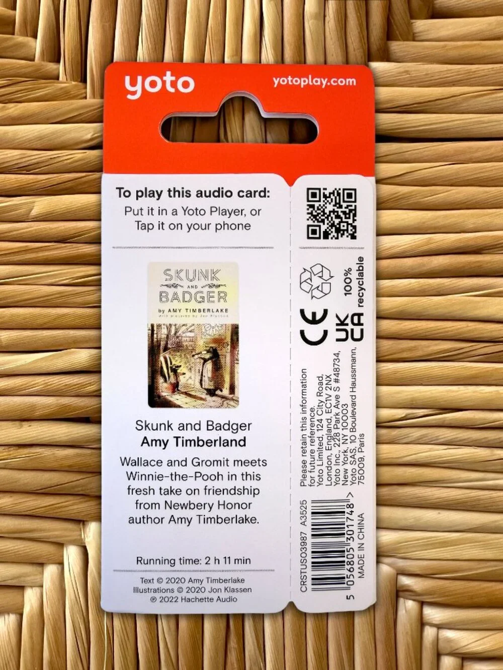 Skunk and Badger Yoto Card